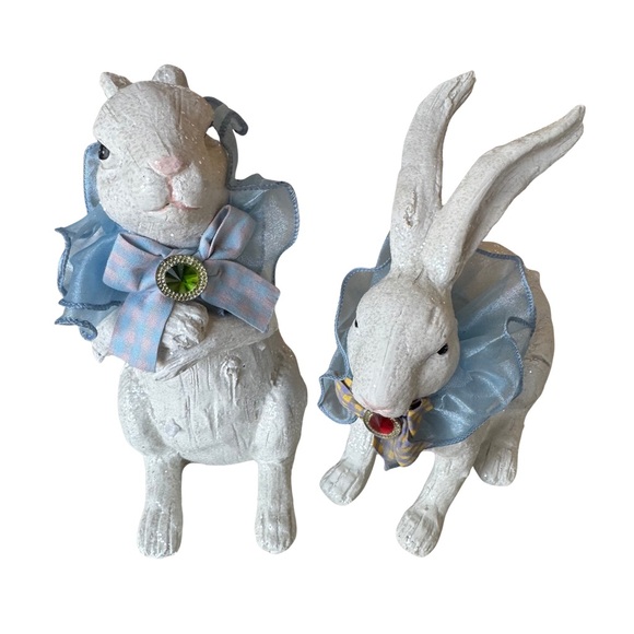 Mark Roberts Jeweled Rustic Bunny Set of 2 Hand Finished Easter Spring Decor NIB - Picture 2 of 12